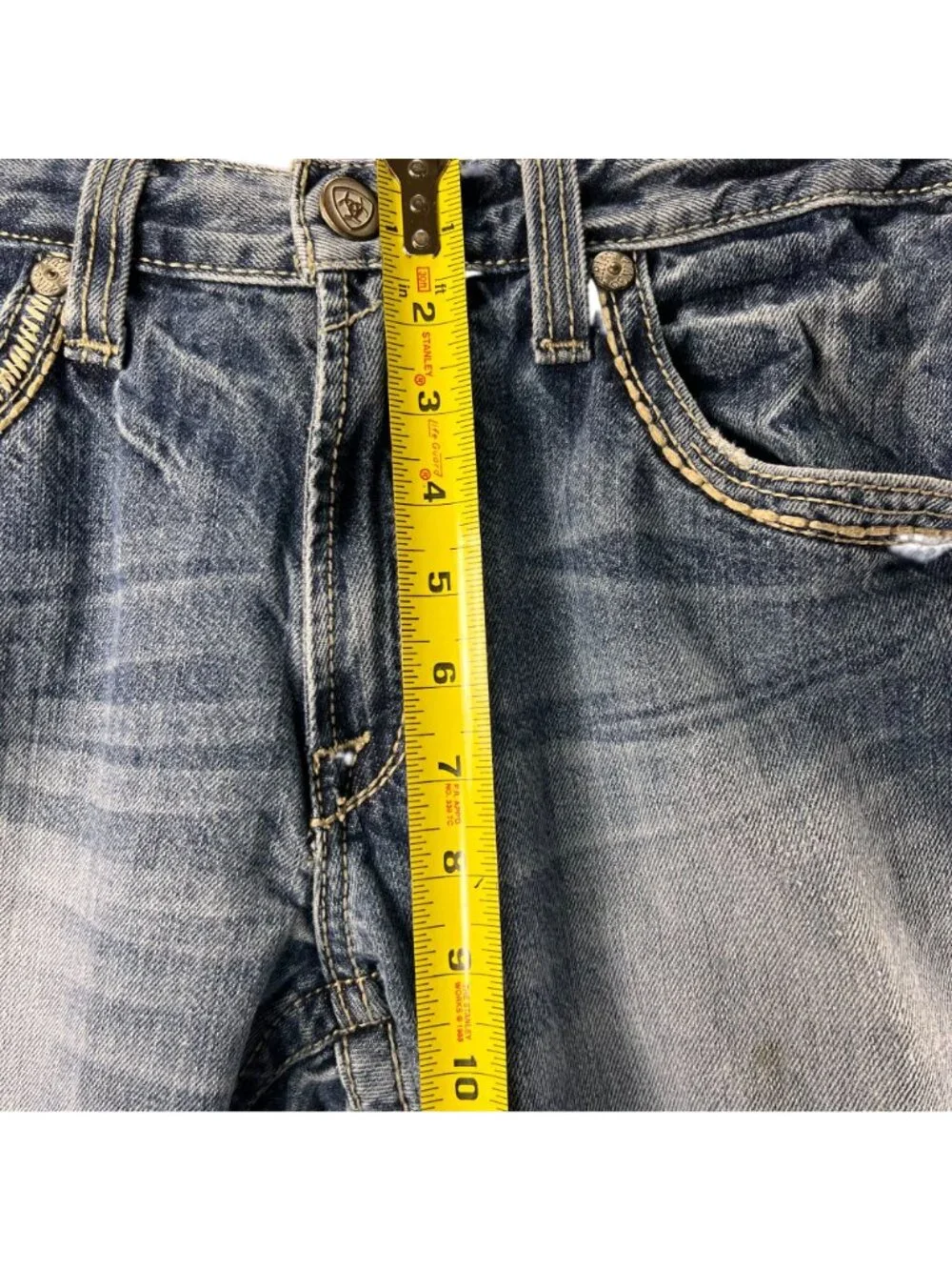 Ariat Mens Distressed Straight Denim Jeans 30/34 Stitching Embroidered Western - Picture 16 of 16